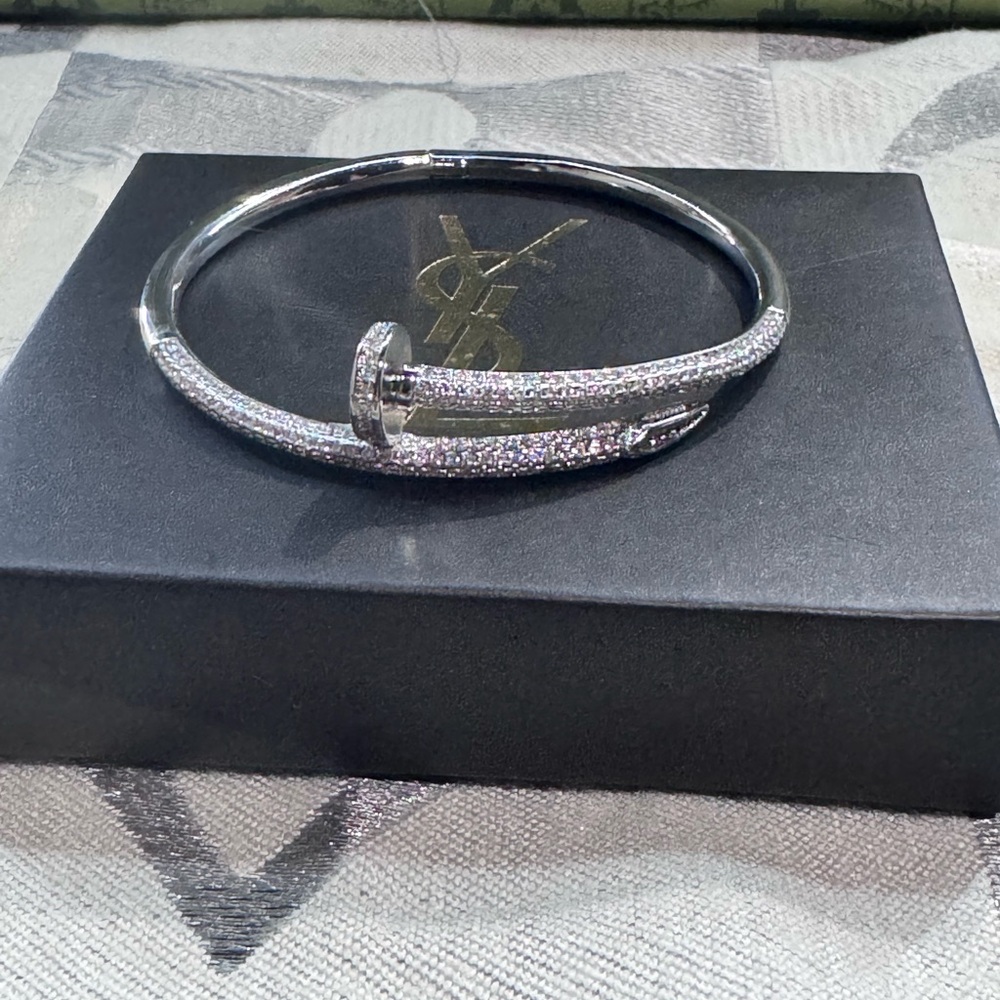 Silver & Rhinestones Nail Bangle